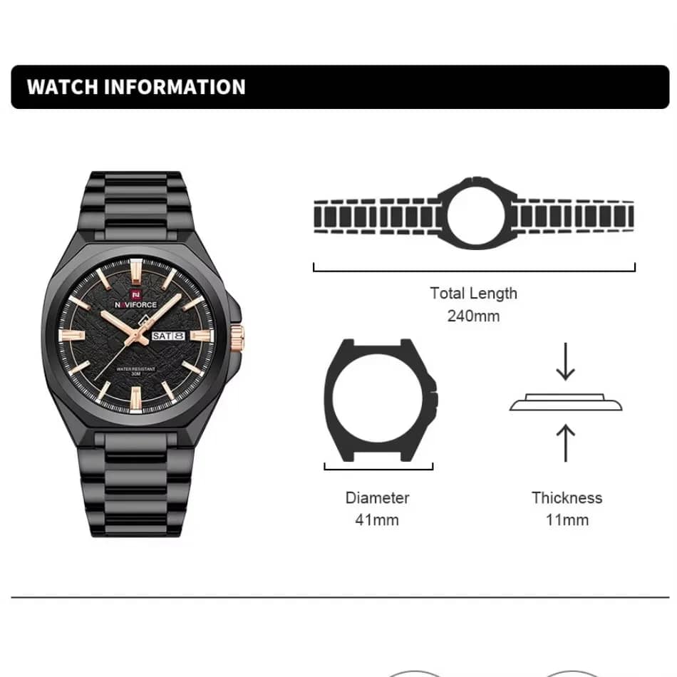 Naviforce NF9273 Executive Watch – Black view 4