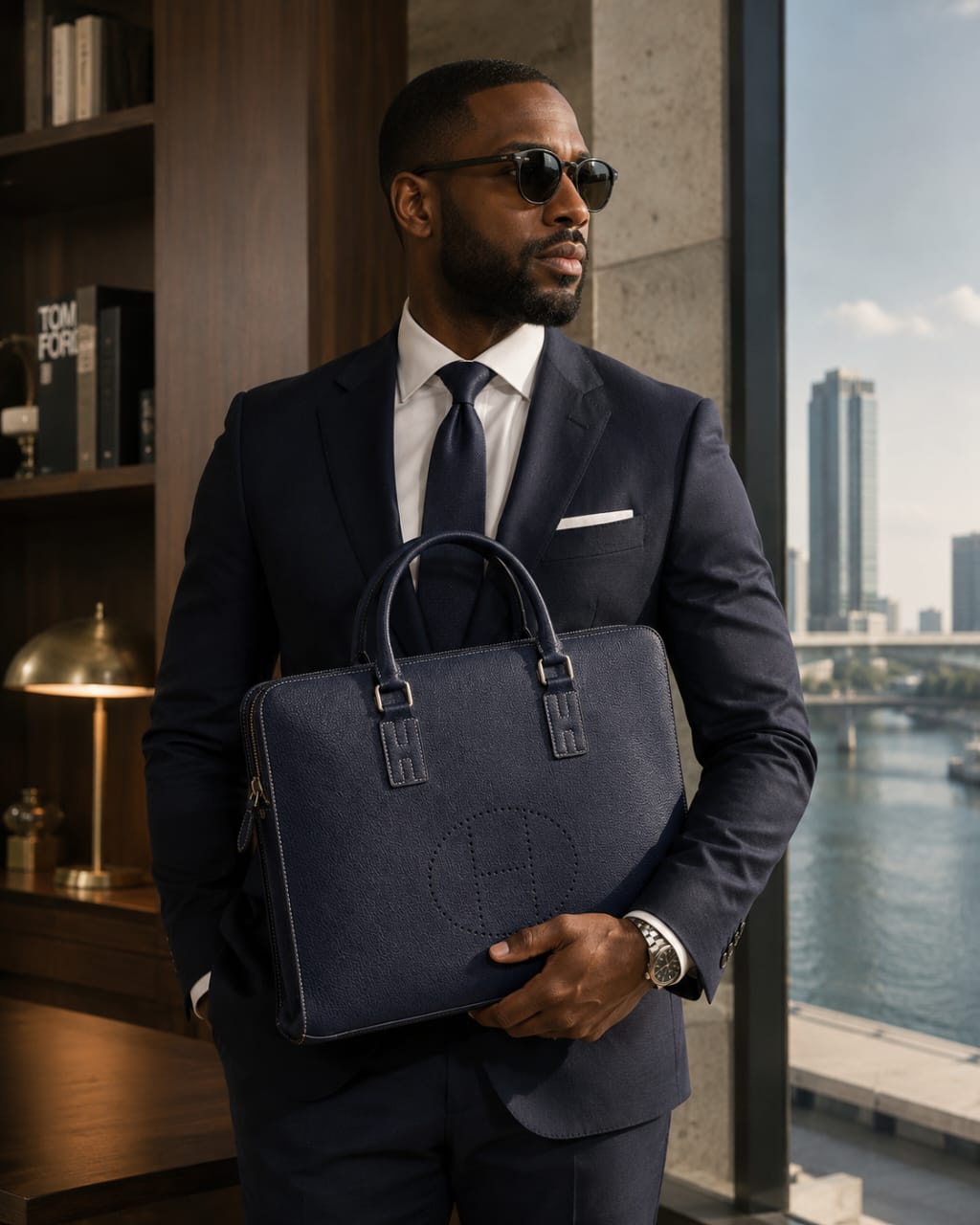 Deep Navy Executive Briefcase — view 2